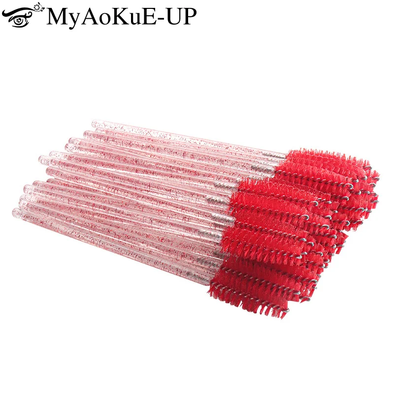 

50pcs Disposable Eyelash Extension Brush Mascara Wands Applicator Eyebrow Comb Crystal Handle Eyelashes Microbrush Makeup Tool