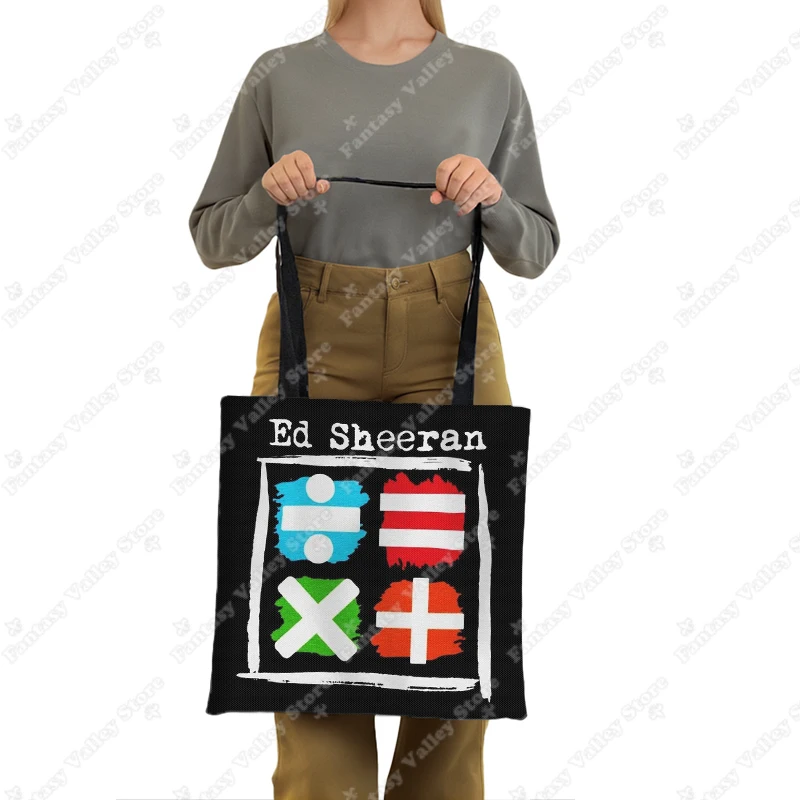 Ed Sheeran Print Tote Bags Women Handbag Canvas Shoulder Bag for