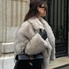 Autumn Winter Faux Fur Coat  Suit Collar Thickened Warm Fluffy CoatShort Street Style Fox Fur Jacket Peludo Chaqueta Mujer 3
