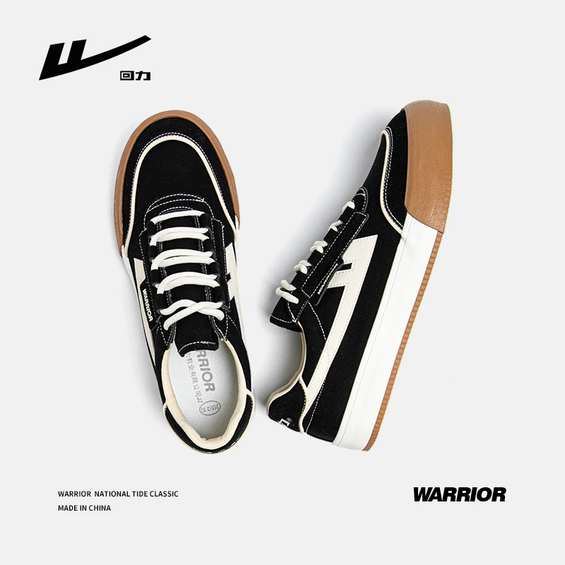 WARRIOR Men Canvas Shoes Black And White Classic College