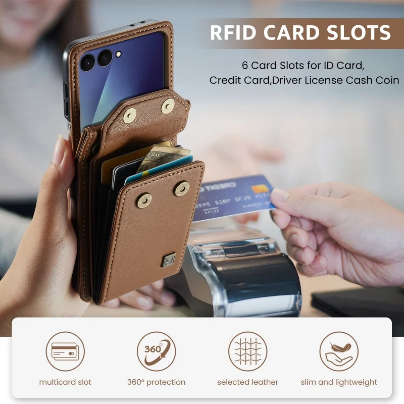 Lanyard Leather Wallet Phone Case with Crossbody Card Holder Cover