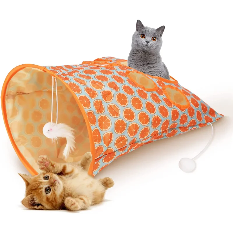 

New Cat Tunnel Bag 3 Layers Rattle Paper Pet Kitten Tunnel Small Pets Drill Bucket Foldable Interactive Cat Toys With Plush Ball