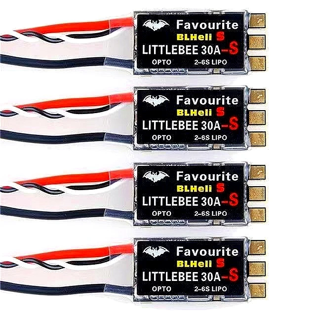 ESC LITTLEBEE 30A sans balais pour drone FPV, détail des soudures et connecteurs