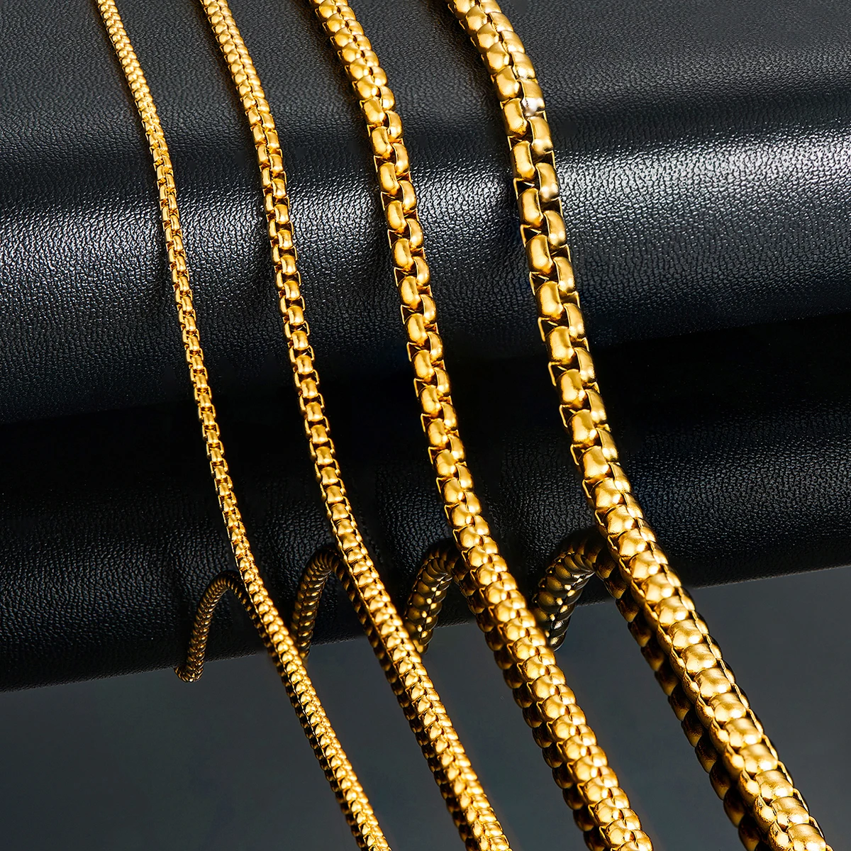 1 Piece 2mm/3mm/4mm/5mm Thickness Gold Color Link Jewelry Classic Curb Necklace Stainless Steel