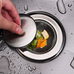 Kitchen Water Sink Filter with Lid Sink Mesh Strainer Stainless Steel Bathroom Floor Drain Cover Shower Hair Catcher Stopper
