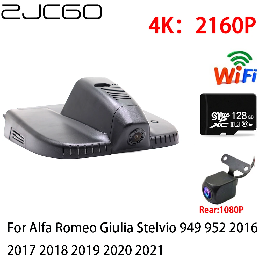 

ZJCGO Car DVR Dash Cam Wifi Front Rear Camera 2 Lens 2K 4K 24h Parking for Alfa Romeo Giulia Stelvio 949 952 2016~2023