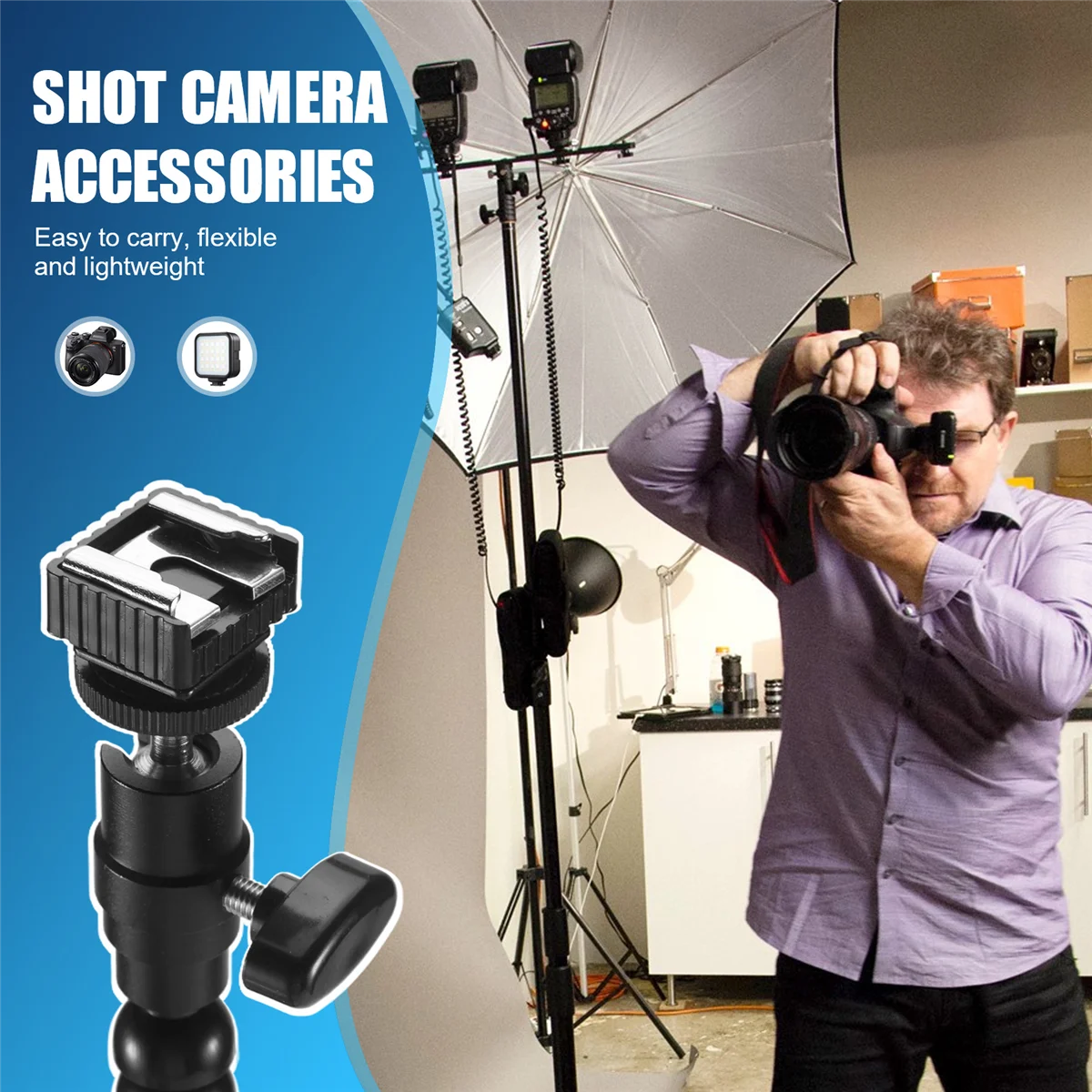 New Flexible Dual Arm Hot Shoe Flash Bracket Mount Holder for Canon Nikon Pentax Macro Shot Camera Accessories