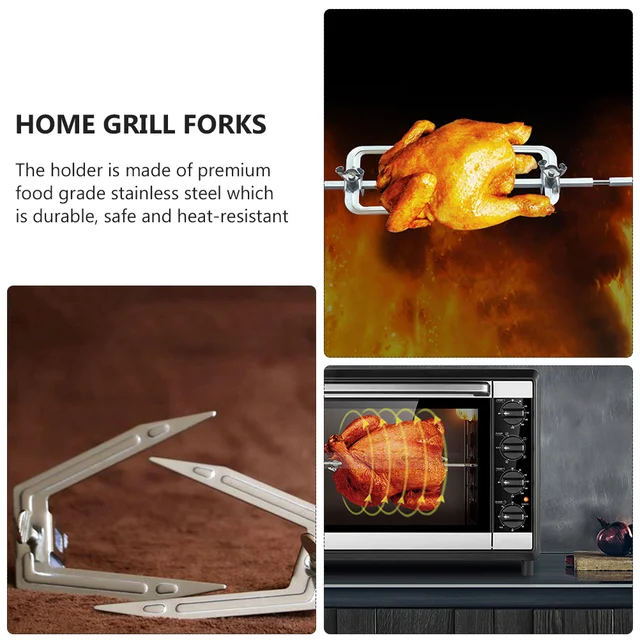 Mikrohullámú Sütő Sült Csirke Állvány Forgó Villák Grill Otthoni Grillezett Rúd Levegő Tartozékok Rozsdamentes Acél - Image 6