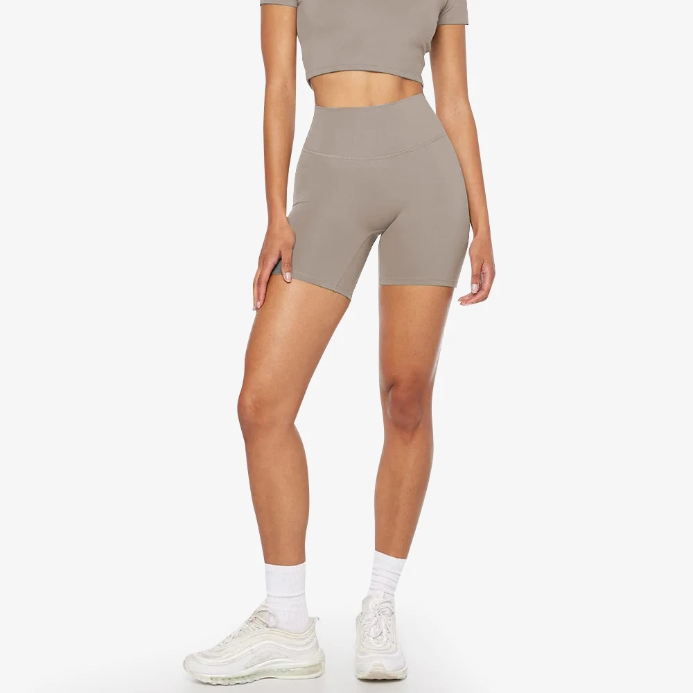 SHINBENE 6" Hi Cloud Sculpt Peach Hidden Butt Scrunch Workout Gym Shorts Plain High Waist Yoga Fitness Shorts