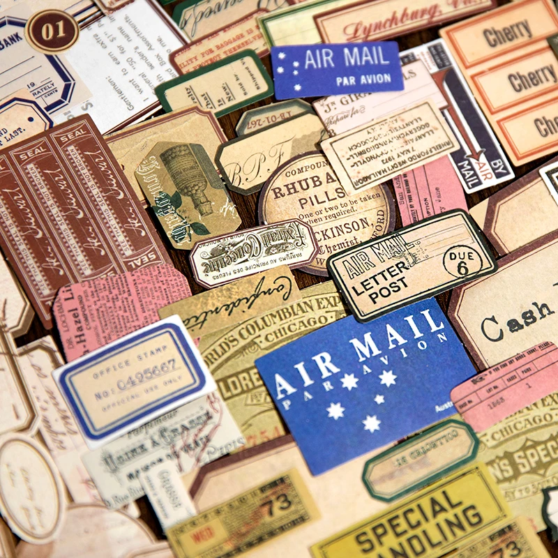 

200Pcs Per Pack Sticker Bag Label Hand Memo Notes Old Backing Hand Collage Scrapbooking School Supplies 15*14CM Stationery