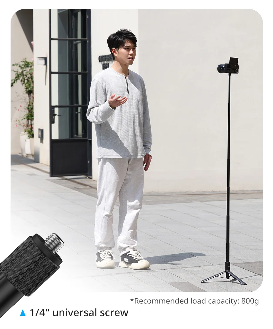 1.5m Portable Selfie Stick Tripod for Insta360/GoPro 28-150cm 800g Load for Live