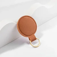 Custom Circle Key Chain Holder Laser Engrave Logo Round PU Leather Keychain Personalize Name Room Number Car Keyring Bag Pendant 3
