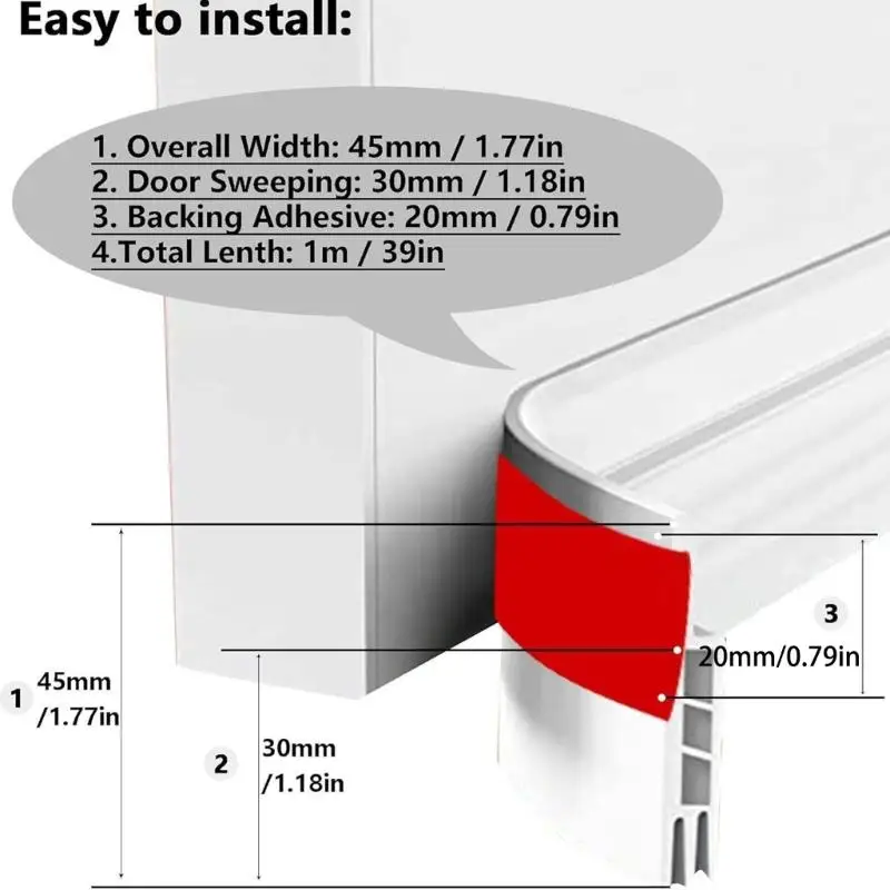 Rubber Door Draft Stopper Weather Stripping - Under Door Seal for Noise and Dust Blocking, Energy-Saving Home Improvement Solution