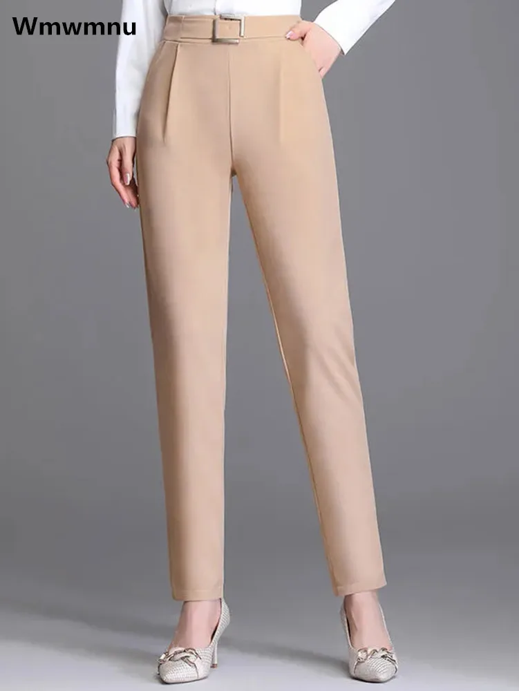 

Casual High Waist Slim Elegant Harem Pants New Women Business Pencil Formal Trouser Korear Spodnie Ol Basic Pantalones Big Size