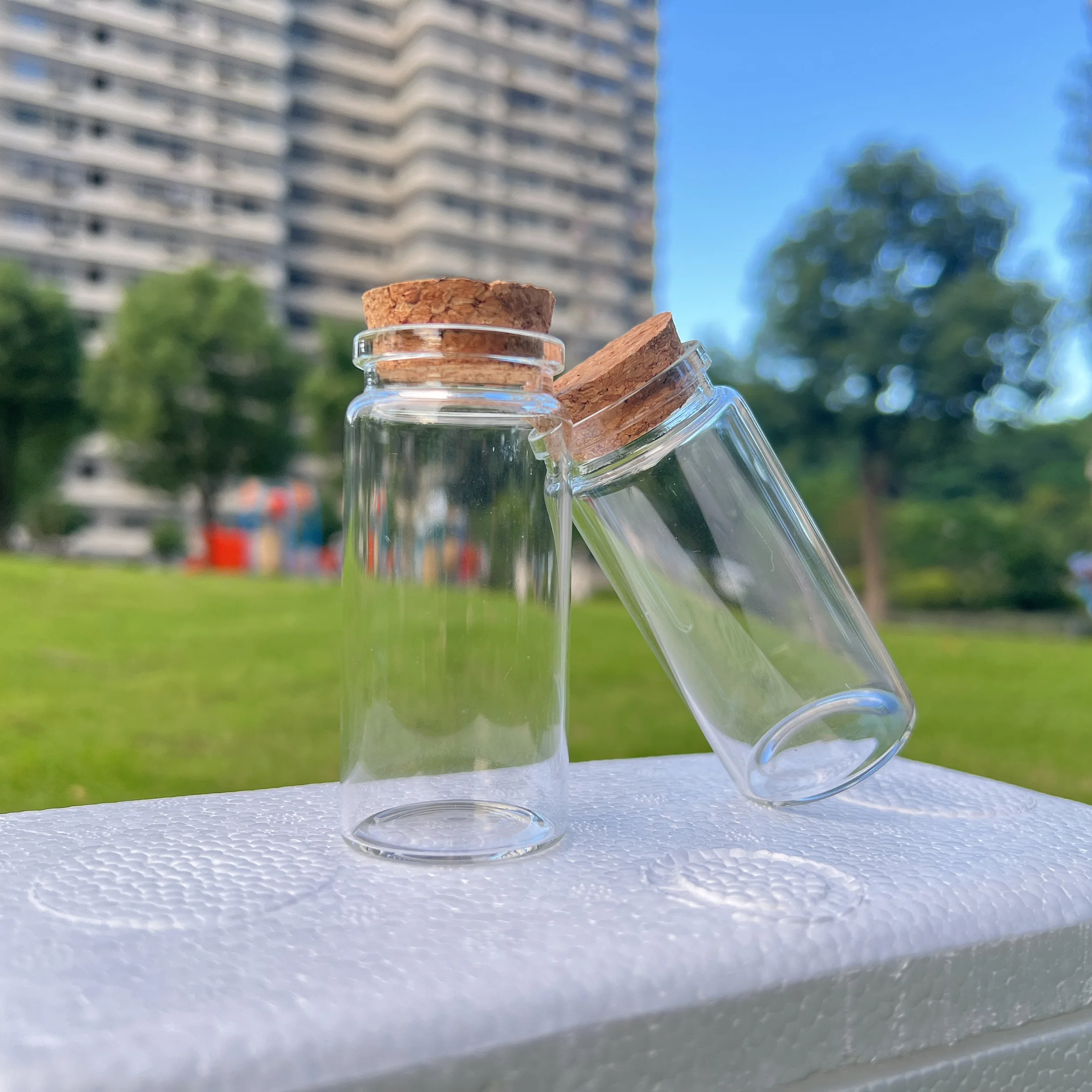 Cute Glass Jars 12pcs 15pcs 37*80mm Capacity 60ml Glass Bottles With Cork Small Mini Empty Vials Jars Wishing test tube