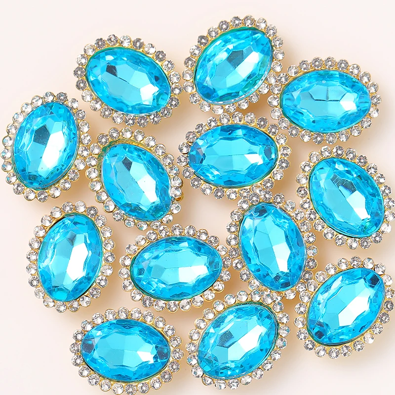 20 stücke mischen farben 10x14mm ovale glas kristall spitze klaue strass steine goldene basis nähen auf stein für diy/kleidung accessorie – Detail 11