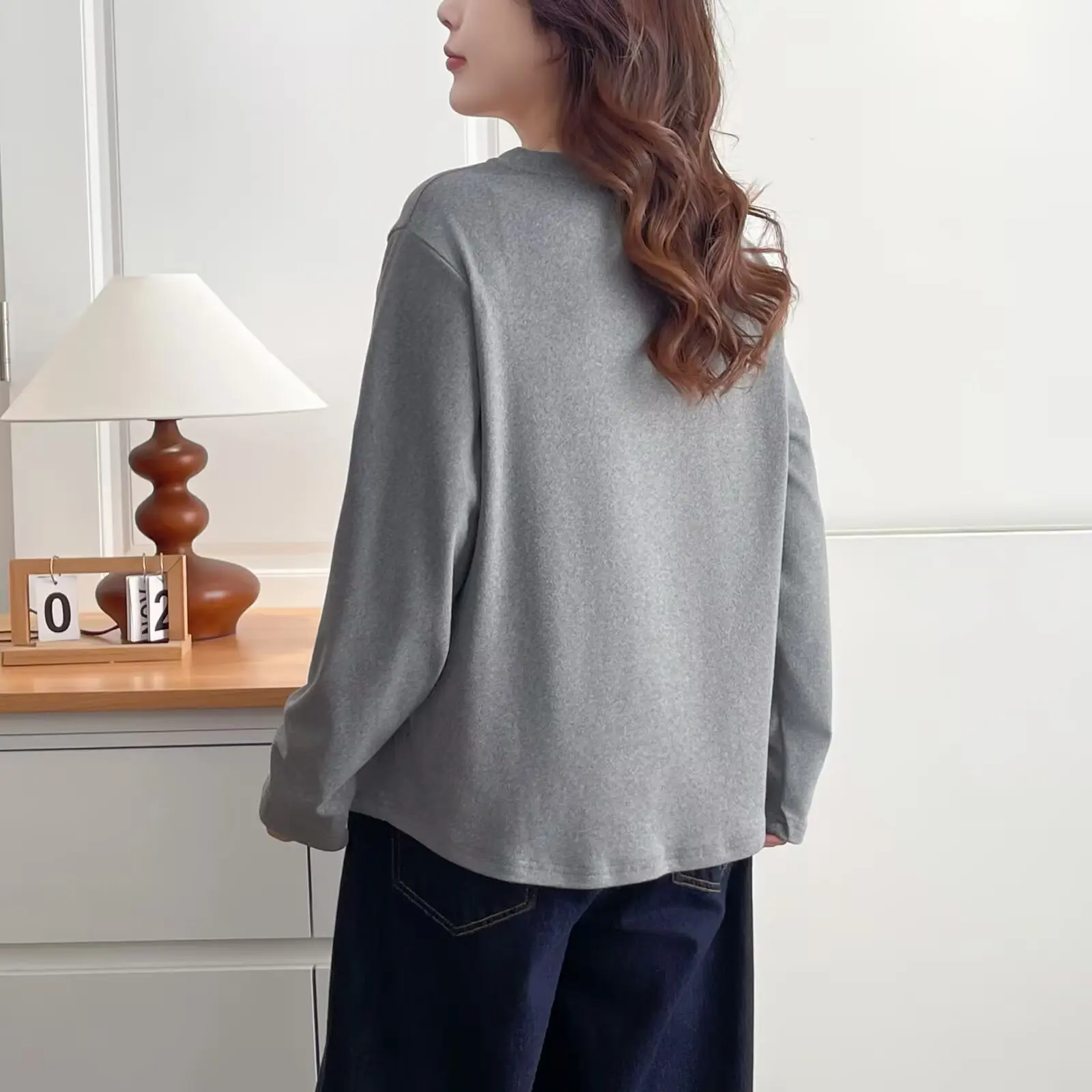 XXXXL Fashion Plus Size Women's T-Shirt Autumn And Winter New Simple Warm De Velvet Patchwork Printed Letter Tops 2559