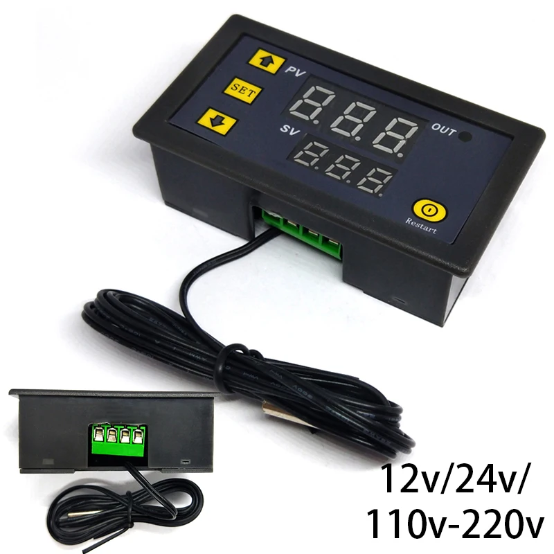 

Digital Temperature Controller Equipment 12V/24V/110V-220V Thermostat Cooling Heating Temperature Meter LED Regulator Relay