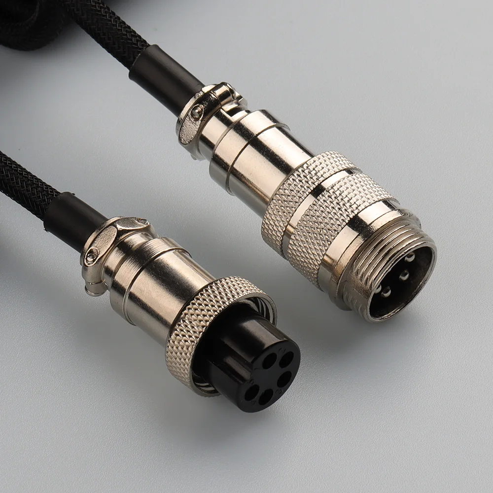 Lano-espiral Cabo do Teclado Usb Preto Enrolado Usb tipo c Conector do Aviador do Metal Cabo do Teclado do Jogo Gx16 - Imagem 5