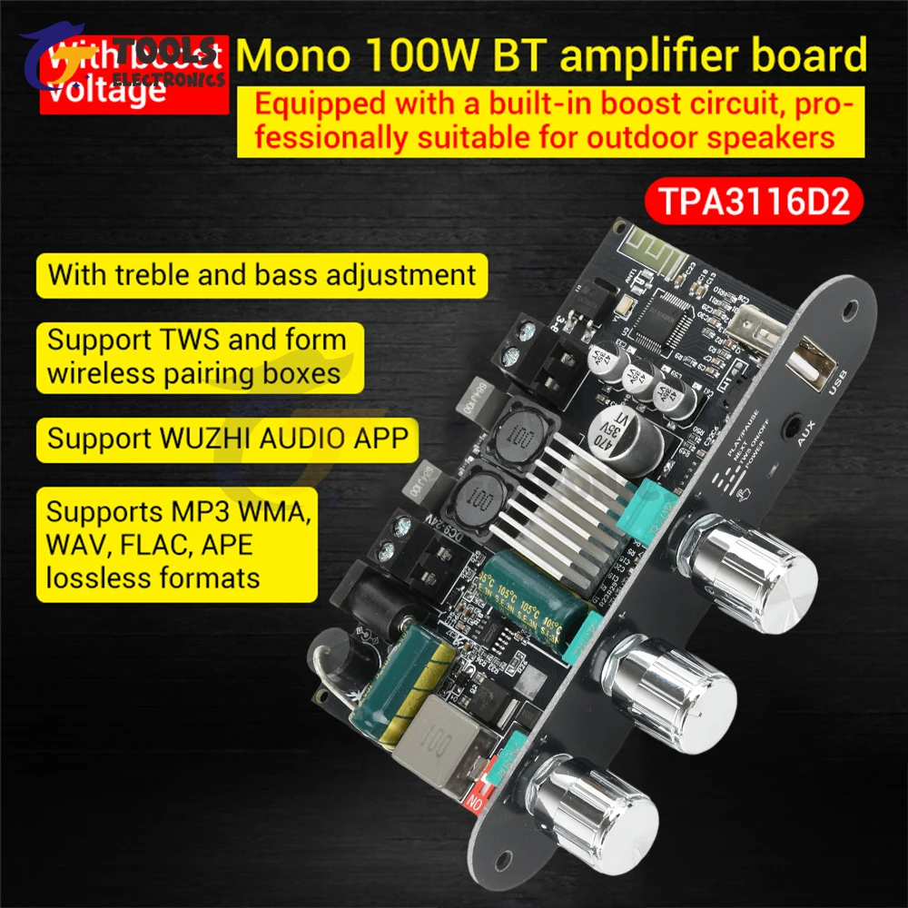 Audio Amplifier Board 100W Mono TPA3116D2 BT Audio Power AMP Module ZK-1001U Home Theater