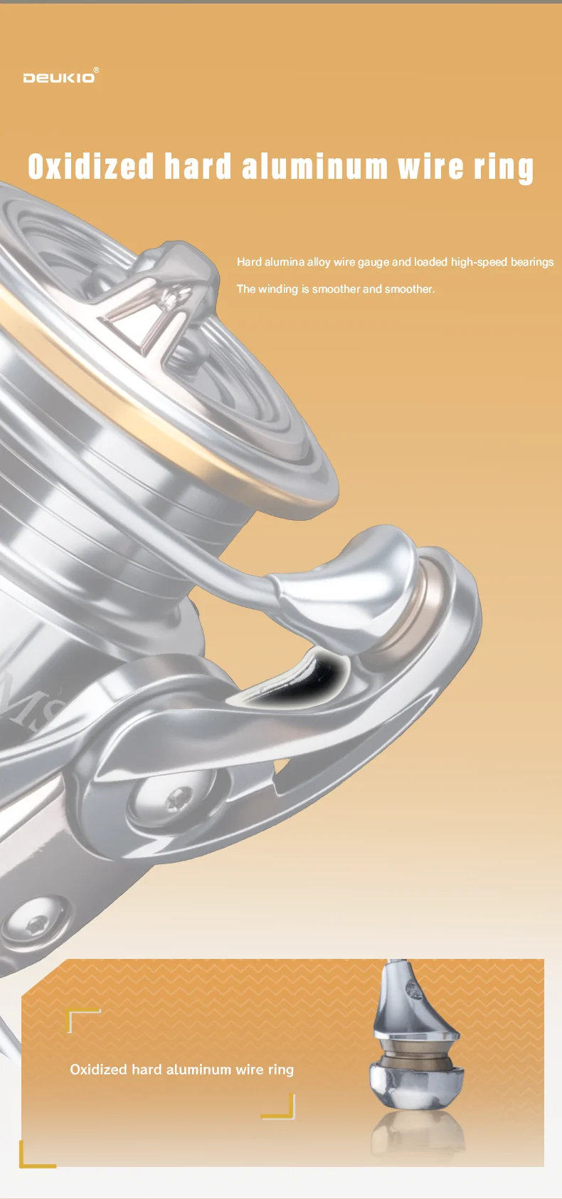 DEUKIO Wasserdichte Angelspinnrolle Meerwasser 5,2:1 Übersetzungsverhältnis 6+1BB CNC-Griff 6 kg Max Drag Power Reel für Süßwasser – Detail 6