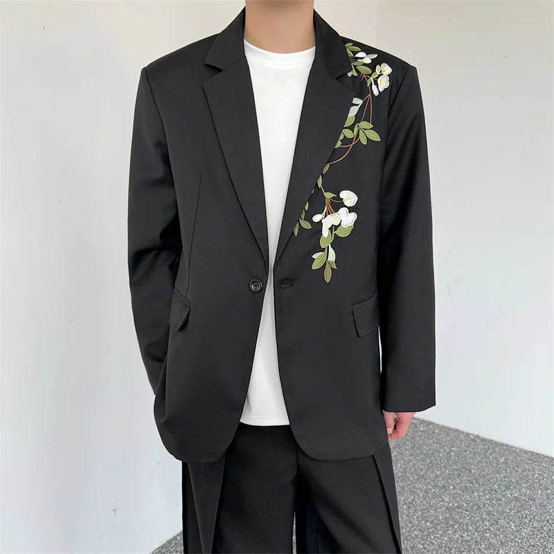 

Мужская рубашка в китайском стиле SYUHGFA, новый модный мужской костюм с лацканами, рубашки с одной пуговицей, мужская одежда с вышивкой, весенние топы 2024 года, блейзеры