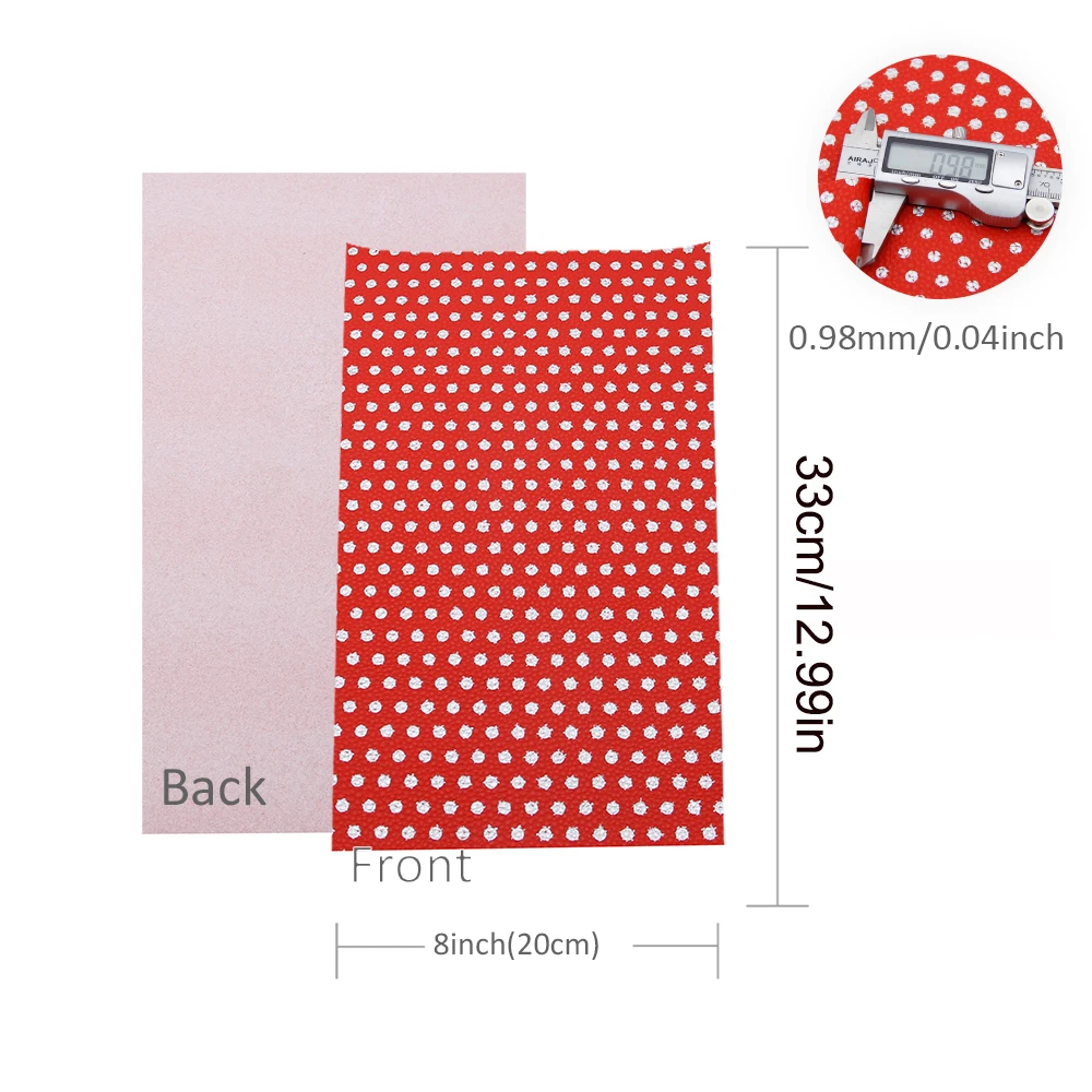 1피스 도트 리치 인조 가죽 원단, 7.87x12.99인치, PVC 소재 합성 가죽-완벽함