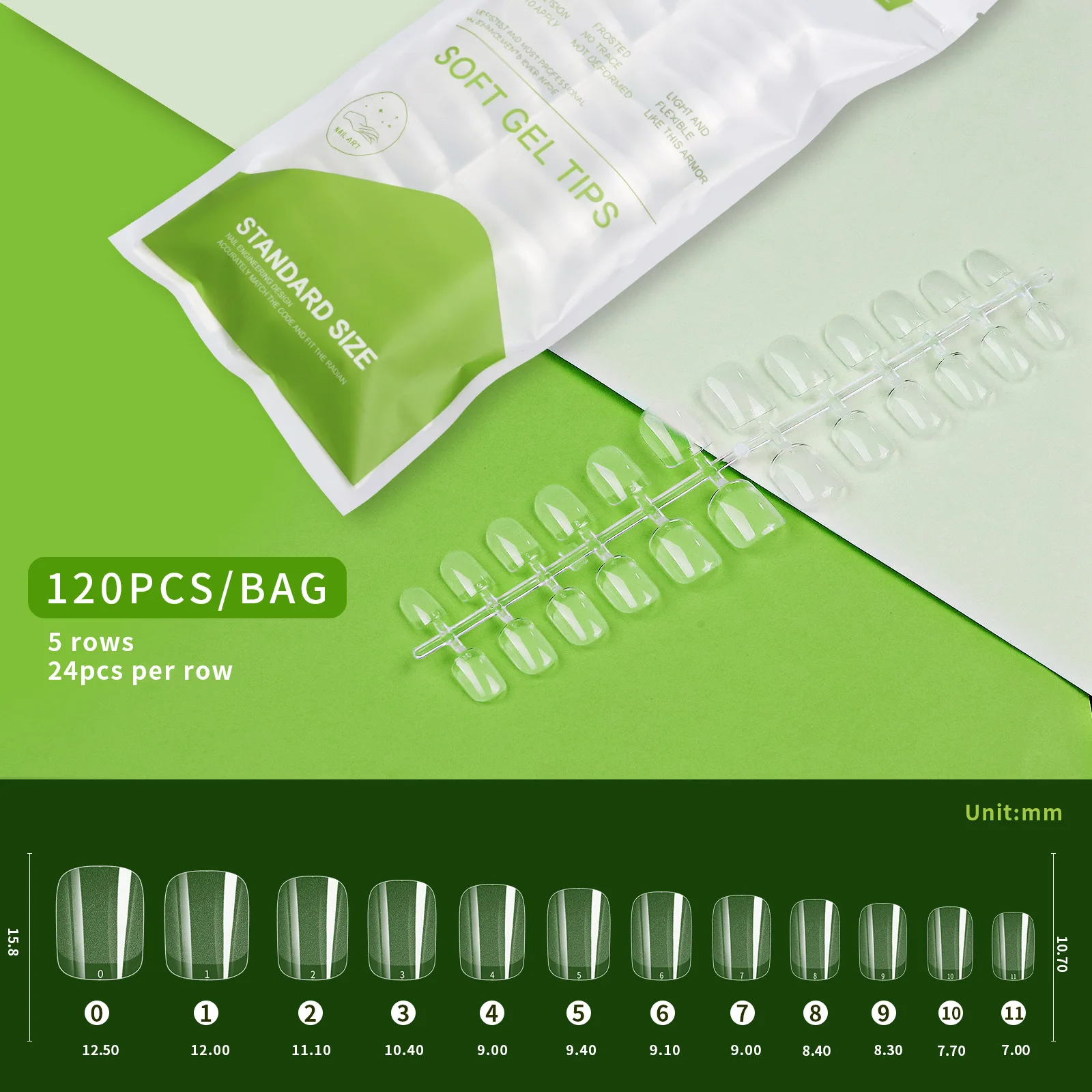 120 Pz Xxs Extra Short Coffin Soft Gel Tips Per Gel Nail Extension System Unghie Finte Copertura Completa French Tip Manicure Tool