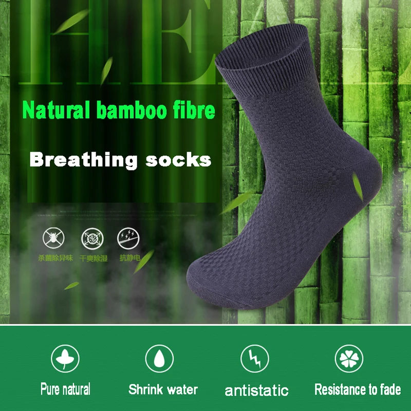 5Pairs/Lot Men Bamboo Fiber Socks 2022 New Compression Spring Long Black Optimal Business Casual Man Dress Socks Gift Size 38-45