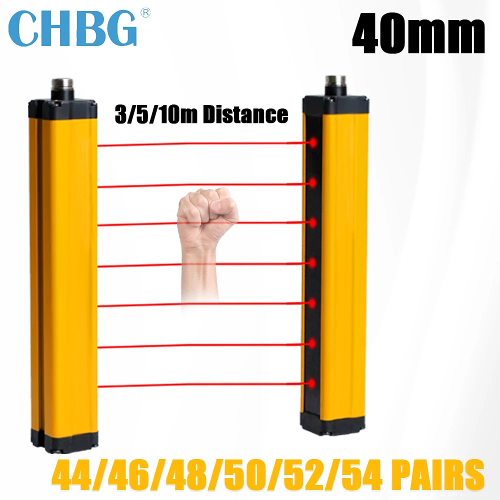 

Защитная фотоэлектрическая решетка CHBG, световой датчик APS30 3/5/10 м, 44-54 луча, 40 мм, решетка, устройство безопасности 24 В