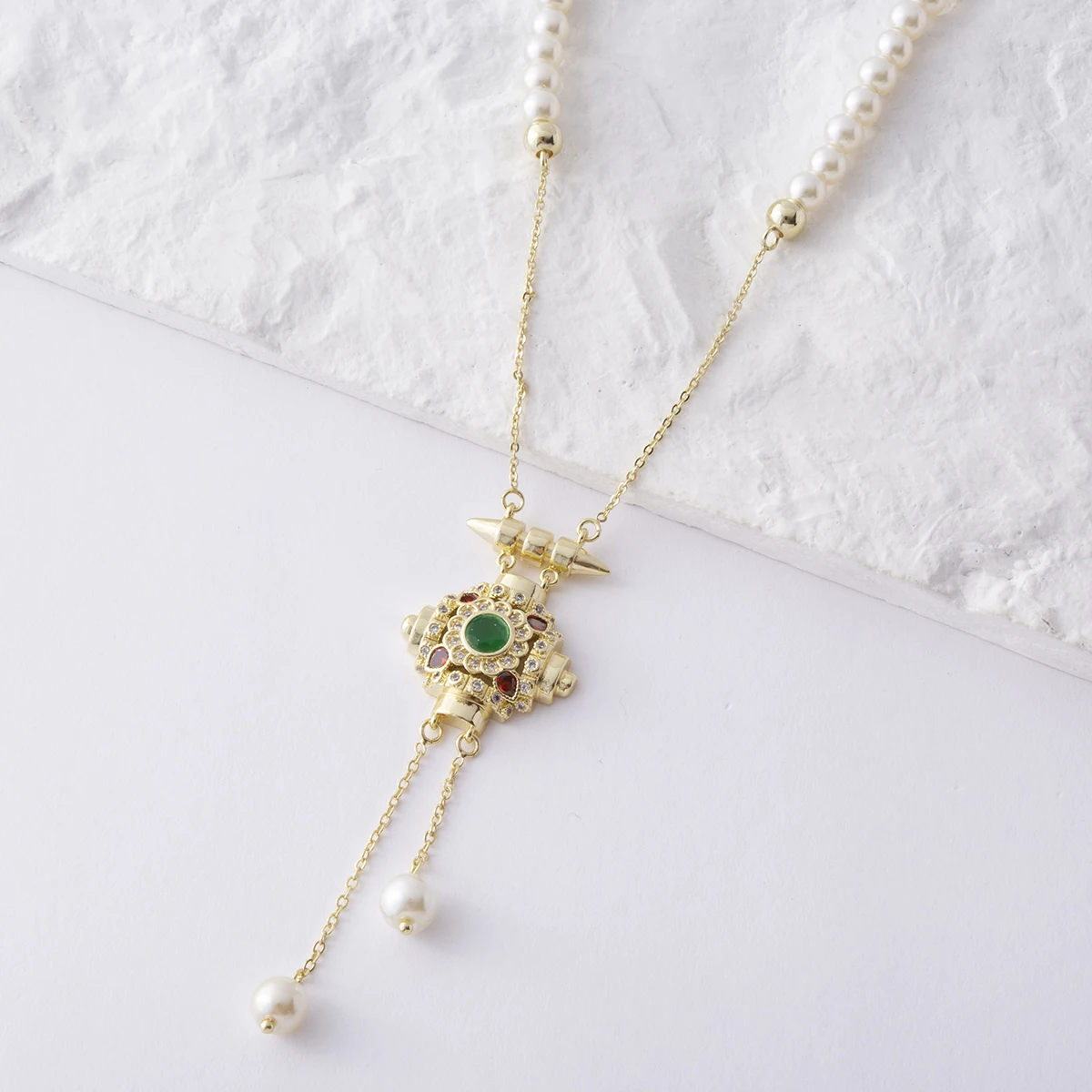 LUIZADA 2023 June Exquisite New Design Pearl Women'S Necklace Gem Pendant Morocco Wedding Necklace Accessories Gift