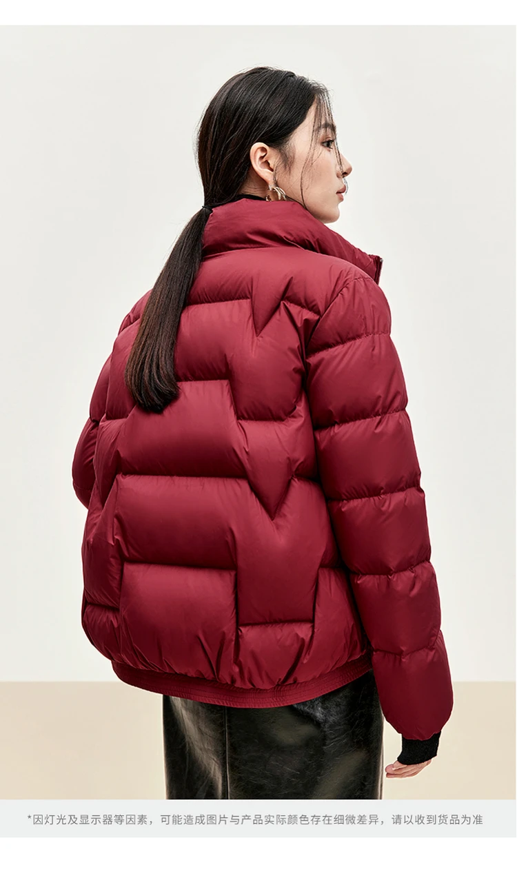 SENTUBILA Women's Short Down Puffer Jackets 2026 Light Weight Stand Neck Zipper Winter Duck Down Coat Female Clothing W44Y56637