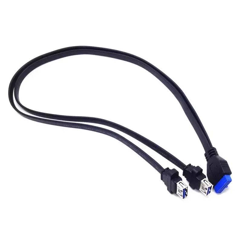 Dual Usb 3.0 Feminino para 20 Pin Header Motherboard Adaptador Cabo de Extensão Painel Usb Parafuso Mount Motherboard Flat Cabo Cord - Imagem 3