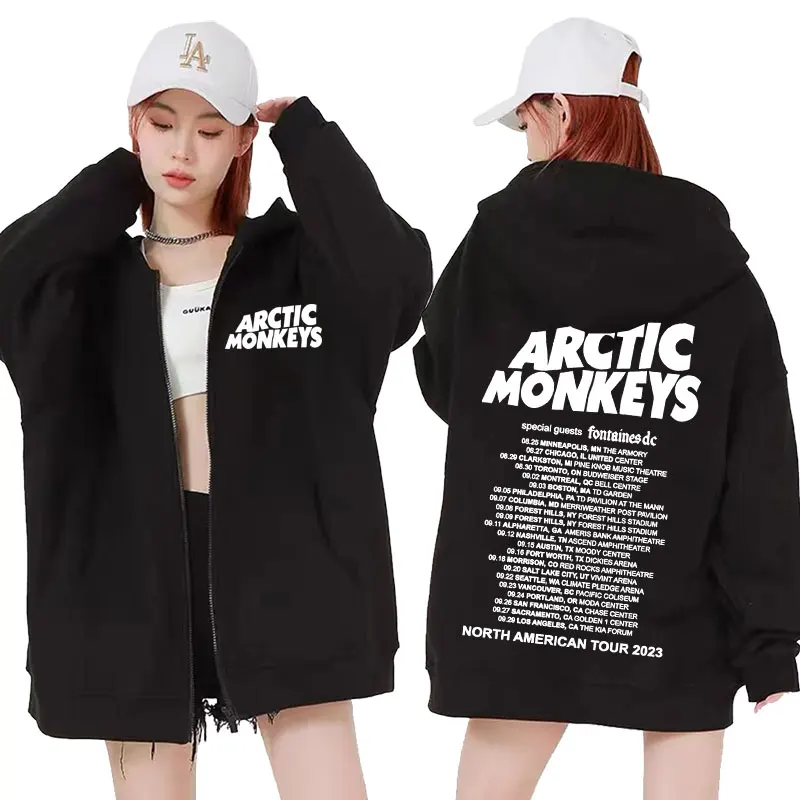 

Vintage Arctic Monkeys North American Tour Zipper Hoodie Men's Women Fashion Trend Sweatshirt Cardigan Long Sleeve Zip Up Hooded