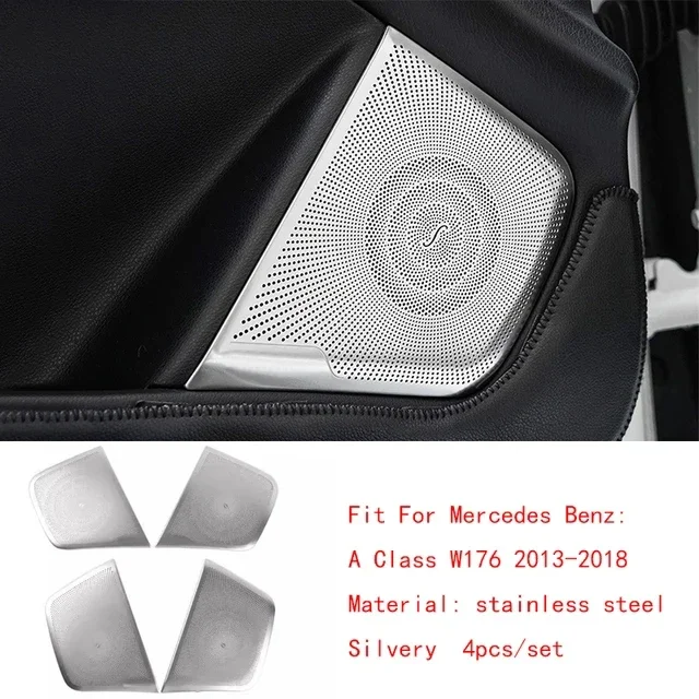 ACROPIX Front Rear Left Right Door Speaker Frame Cover Trim Car Audio Stereo Horn Speaker Grille Fit For Mercedes Benz Cla C117 W117 2013 2019 Stainless Steel Silver Tone Pack Of 4 Price In Dubai Uae 198889290