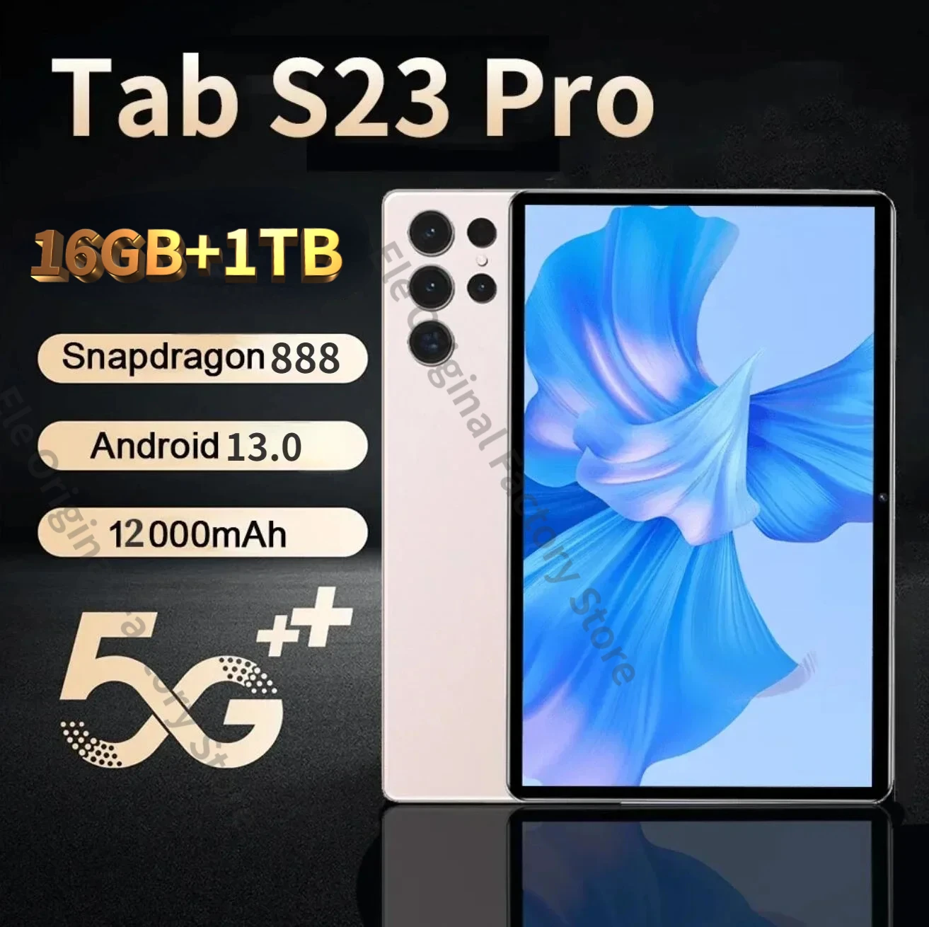 

2024 Original Tablet S23 Pro 4K 10.1Inch HD Android13 16GB 1TB Snapdragon 888 5G SIM Dual WIFI GPS 108MP 12000mAh Global IPAD