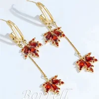 Fashion Leaf Maple Crystal Drop Stud Earrings for Women Pearl Tassel Chain Dangle Hoop Jewelry Wedding Party Piercing Green Gift - Image 6
