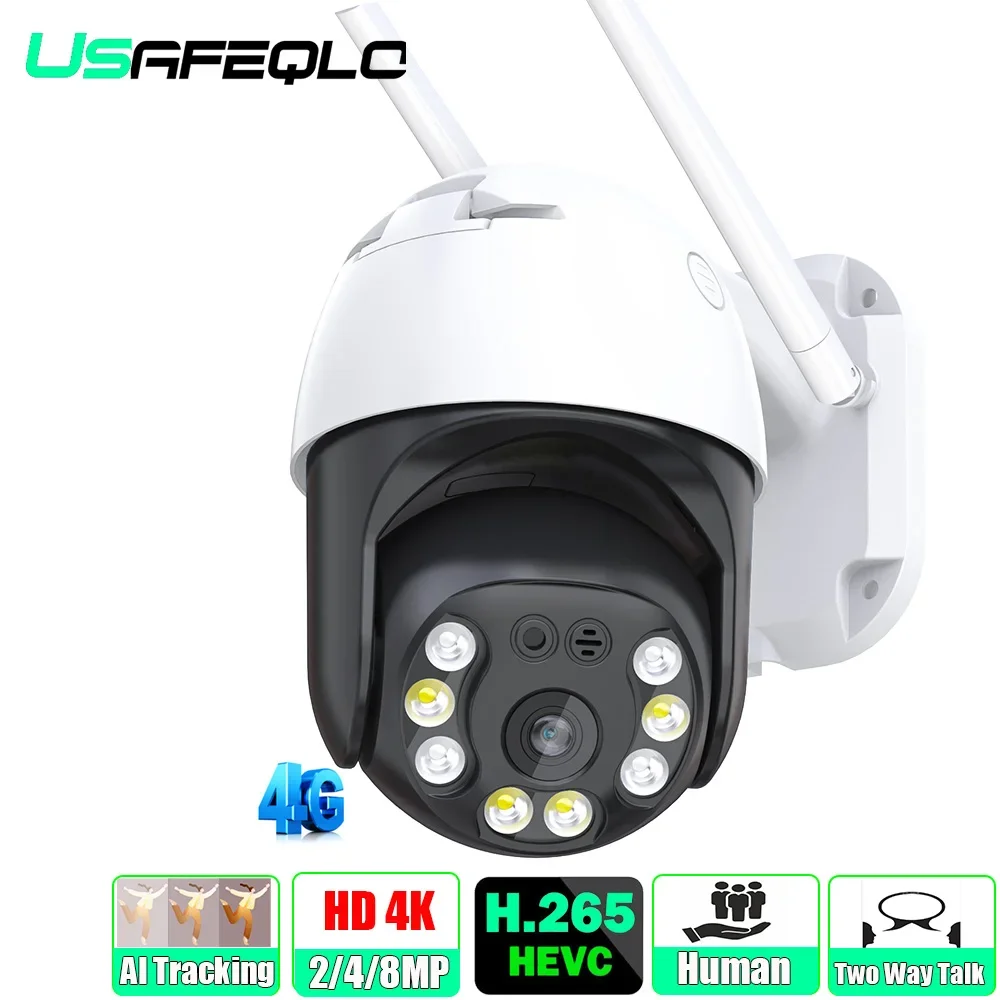 4G Sim Card Ip Camera Ptz 4Mp 8Mp Hd Wireless Outdoor Security Dome Camera Cctv Audio Bidirezionale Icsee Alexa