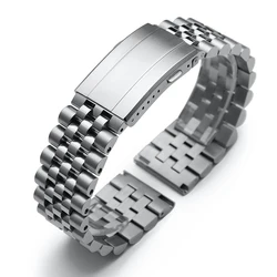 Five Beads Stainless Steel Watch Band Bracelet - Universal Metal Strap - 22mm (Silver)