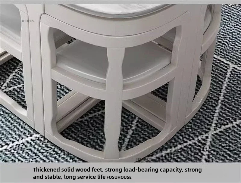 Nordic Space-saving 6-person Dining Table Home Solid Wood Dining Table and Chairs Minimalist Restaurant Marble Pattern Tables C