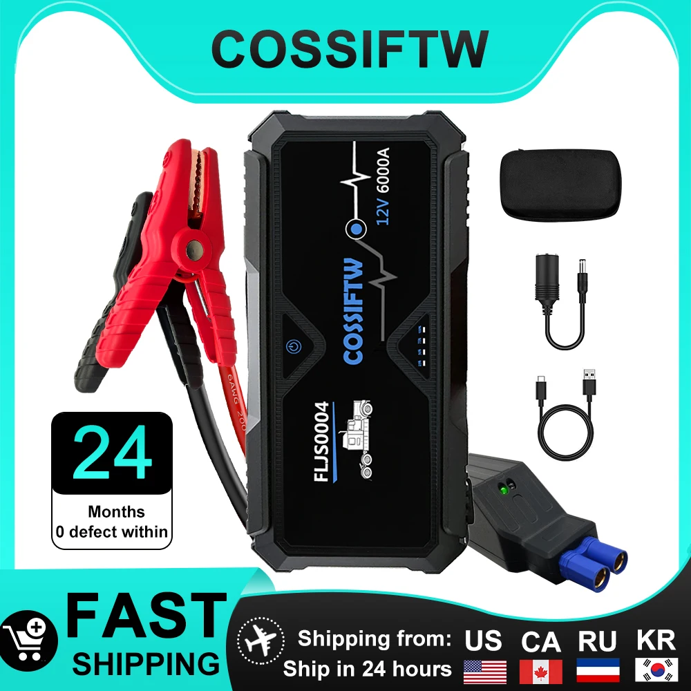 12V Car Jump Starter Power Bank with Flashlight Battery Booster Charger Starting Device Auto Emergency Start-up