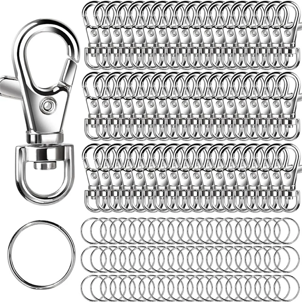 20PCS Keychain Hook 10pcs Key Ring 10pcs Keychain Clip Hook Flat Ring for Lanyard Jewelry Making DIY Crafts