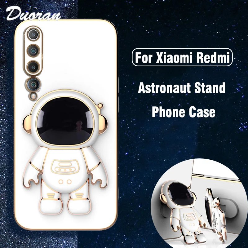 Custodia di lusso con supporto per placcatura astronauta per Xiaomi Redmi Note 11 11S 10 10S 9S 9 Pro Max 8 7 9A K20 K30 K40 K50 Pro Stand C_voghion.com