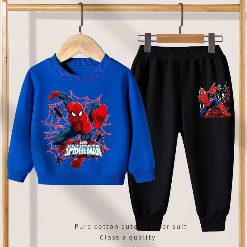 Disney Spring Autumn New Products Boys Girls Clothes Set Spider-Man Hoodies Coat + Pants 2PCS Set Casual Kids Sportswear - Image 4