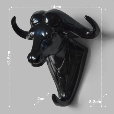 

DUNXDECO Antique Finish Modern Hook Animal Sheep Head Resin mural Statues Crafts for Home Hotel Wall Hanging Art
