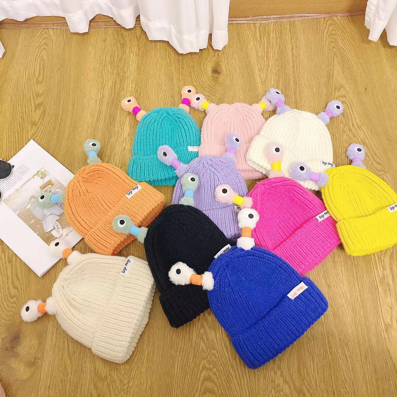 Glowing Little Monster Knit Hat Portable Children Winter Hat Kids for Running Backpacking Skating Camping Outdoor