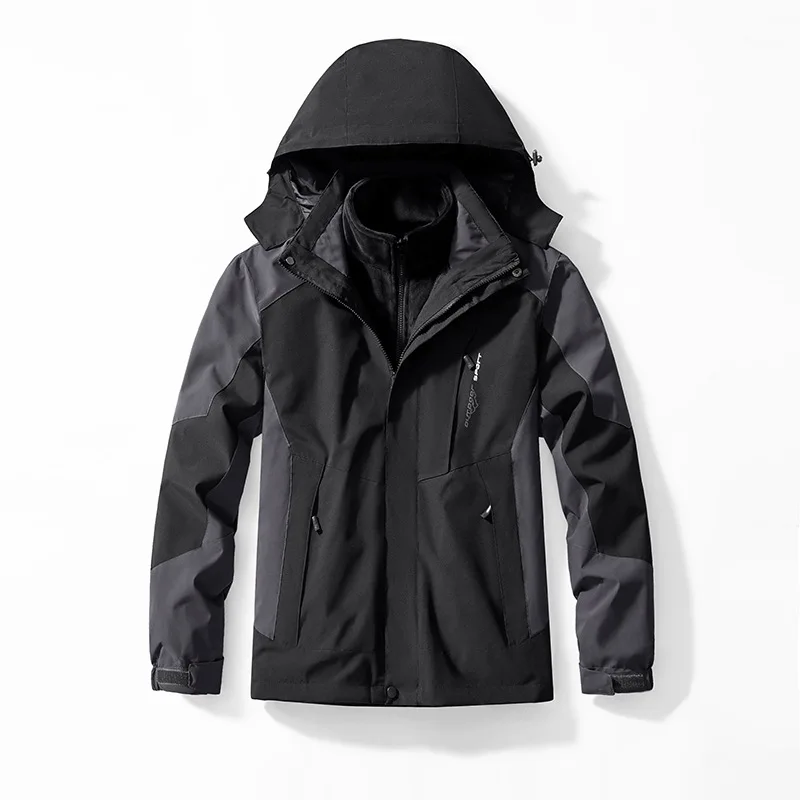 Men's Women's Waterproof Winter 3in1 Detach Camp Fish Hike Trekking Climb Ski Jackets Breathable Oversized 5XL Male Girl Coat 3