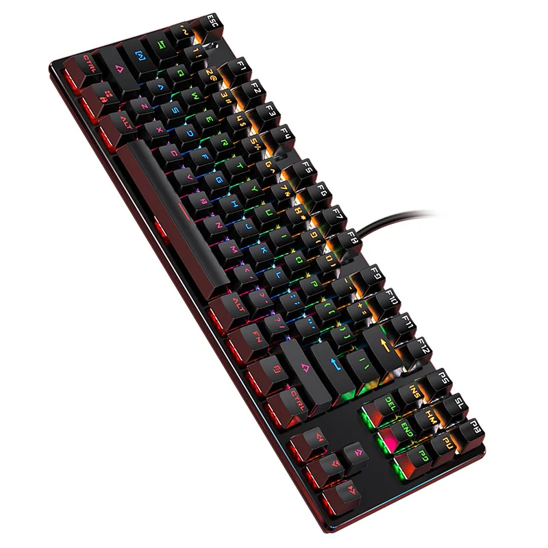 Teclado mecânico tenkeyless do jogo de huo ji, 84 chaves rgb led backlight  wired switch keyboard para o jogo de digitação do escritório, rosa -  AliExpress