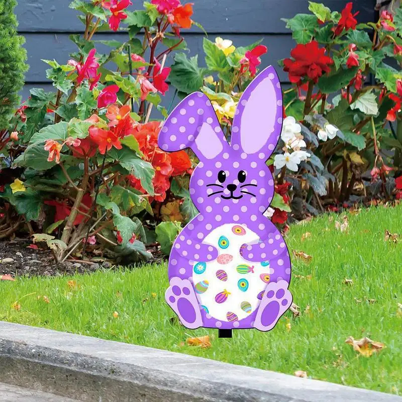 Easter Bunny Stakes Acrylic Animal Shaped Lawn Decorations Easter Animal Signs With Stakes Lawn Decorations For Patio