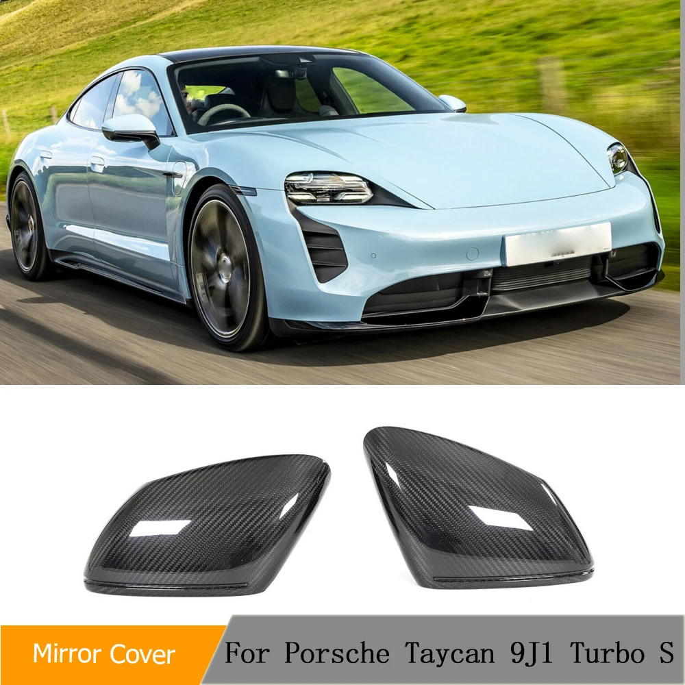 

Заглушки для зеркала заднего вида из сухого углерода для Porsche Taycan Turbo S 2019 2020, Сменные крышки для боковых зеркал заднего вида